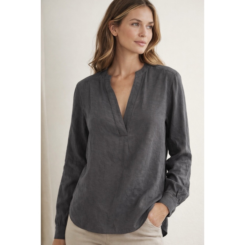 Blanca Vita Charcoal Gray V-Neck Blouse Women's UK 12/US 8 Made In‎ Italy